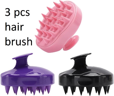 Picture of 3 Pcs Silicone Hair Scalp Massager Shampoo Brush Scalp Scrubber Hair Cleansing Brush Head Scrubber Dandruff Brush Hair Washing Tool for Women Men or Pets