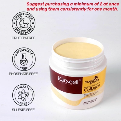 Picture of Karseell Collagen Hair Treatment Deep Repair Conditioning Argan Oil Collagen Hair Mask Essence for Dry Damaged Hair All Hair Types  500ml