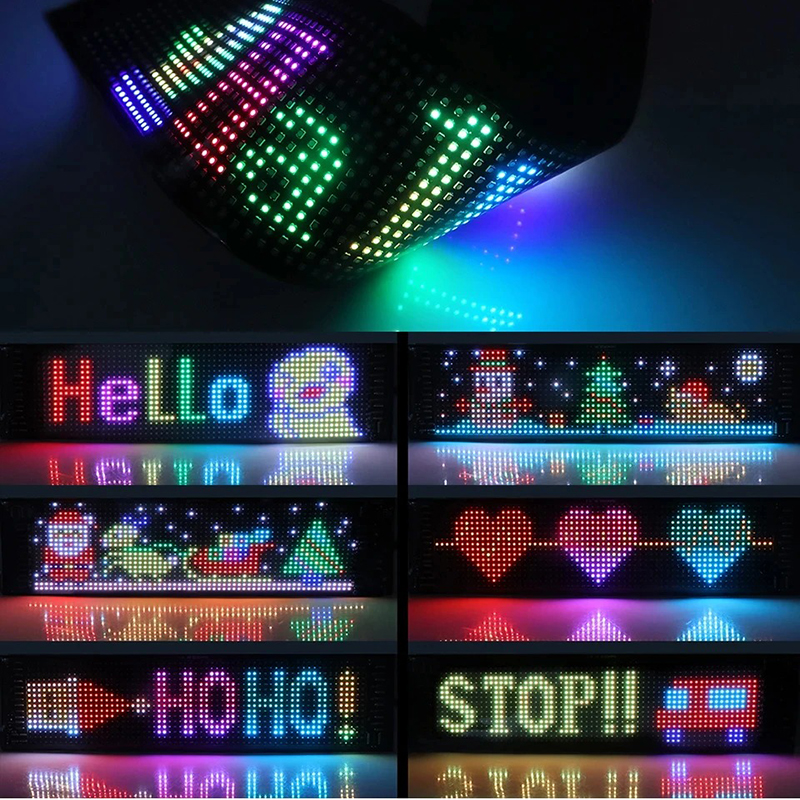 Picture of LED Matrix Pixel Panel Flexible RGB Pattern Graffiti Scrolling Text Animation Display Car Shop Reminder Light Bluetooth APP USB_ D Shop