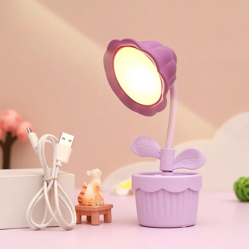 Picture of Cute Flower Shape Night Light LED Table Lamp USB Charging Desktop Accessories Students Study Reading Light Children's Gifts_D Shop