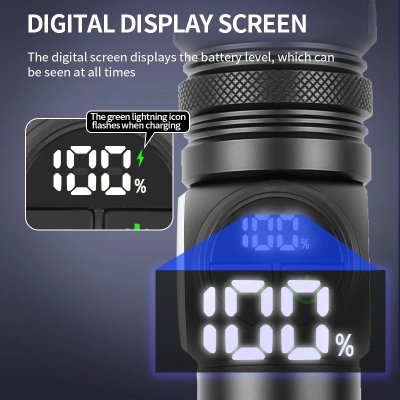 Picture of White laser strong light long-range flashlight digital power display 100,000 lumens_D Shop