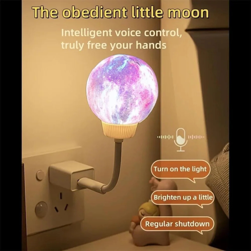 Picture of New Voice Control Smart Moon Lamp 3 Lighting Modes Can Be Timed USB Energy-Saving Lamp Rotatable Plug-In Bedside Lamp-D shop