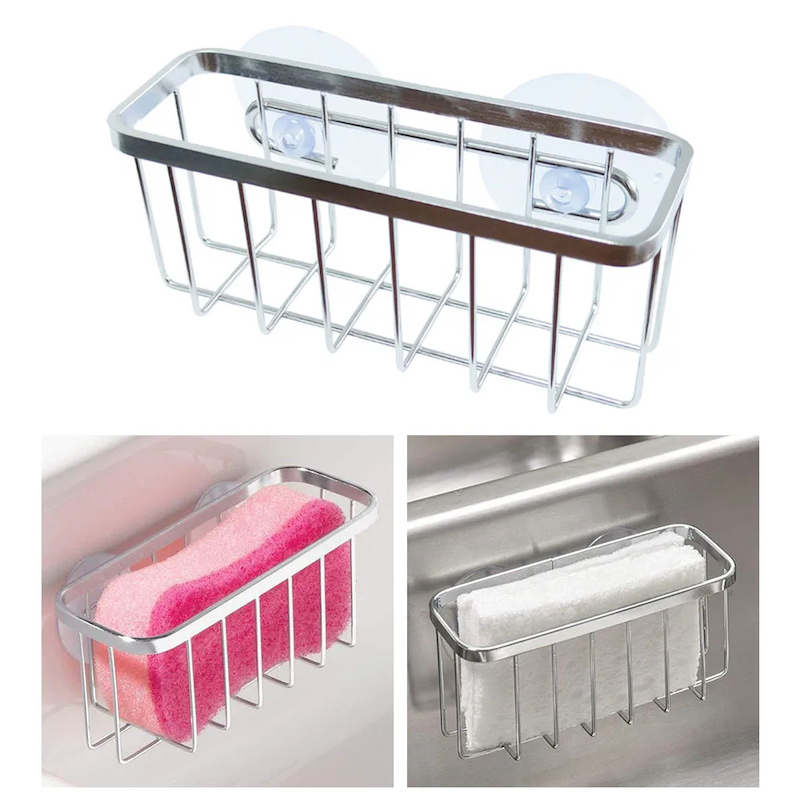 Picture of Kitchen Stainless Steel Sink Sponges Holder Storage Organizer Self Adhesive Drain Drying Rack Kitchen Wall Hooks Accessories_D Shop