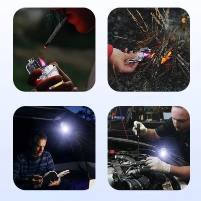 Picture of Waterproof and Windproof Double Arc Lighter Flashlight USB Rechargeable Lighter Outdoor Camping Lighting Tool Men's Gift_D Shop