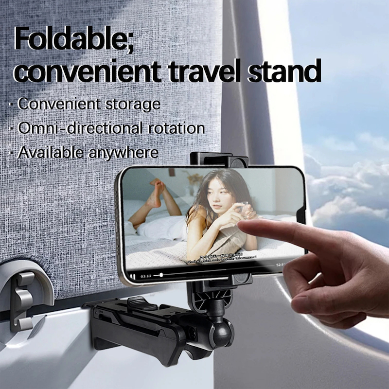 Picture of Portable Travel Airplanes Phone Holder 360 Rotating Adjustable Mobile Phone Mount Selfie Foldable Pocket Size Metal Phone Stand