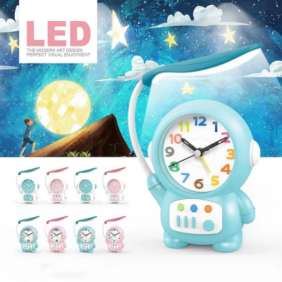 Picture of Cartoon Desk Lamp with Alarm Clock Eye Protection Night Light Desk Lamp Light Children Kids Reading Study Bedroom Living Room