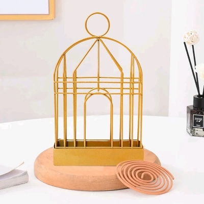 Picture of 1Pc Household Fireproof Sandalwood Ash Box Mosquito Coil Incense Box Wrought Iron Hanging Creative Birdcage Mosquito Coil Holder_D Shop