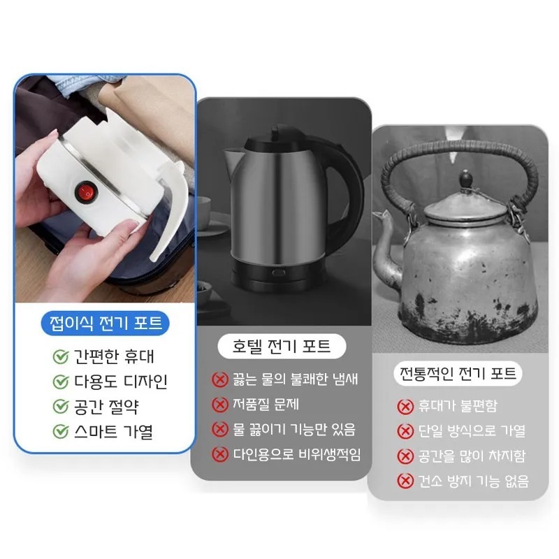 Picture of 600mlTravel Household Folding Kettle Silicone304 Stainless Steel Portable KettleCompression Foldable Leakproof KitchenAppliances_D Shop