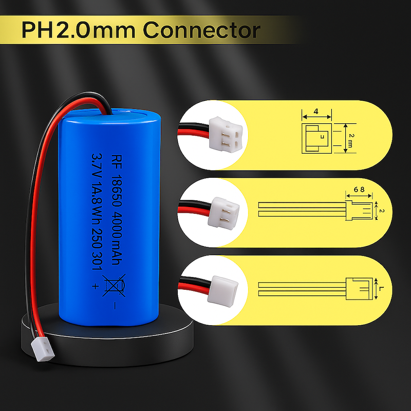 Picture of 4000mAh Rechargeable Lithium-Ion Battery Pack with PH2.0mm Plug – High Capacity for DIY Electronics, Toys, Bluetooth Speakers, and More