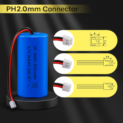 Picture of 4000mAh Rechargeable Lithium-Ion Battery Pack with PH2.0mm Plug – High Capacity for DIY Electronics, Toys, Bluetooth Speakers, and More
