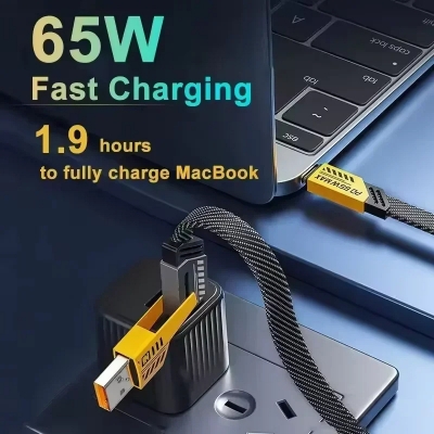 Picture of 65W USB Type C Four-in-one Multi-function Fast Charging Data Cable PD 27W Super Quick Charge Cord For iPhone Samsung Huawei POCO_D Shop