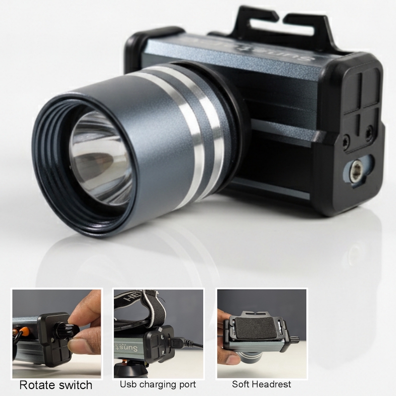 Picture of Powerful LED Headlamp Aluminium Alloy Headlight Led Head High Lumen Rechargeable Led Headlamp Camping Searching Hunting Fishing