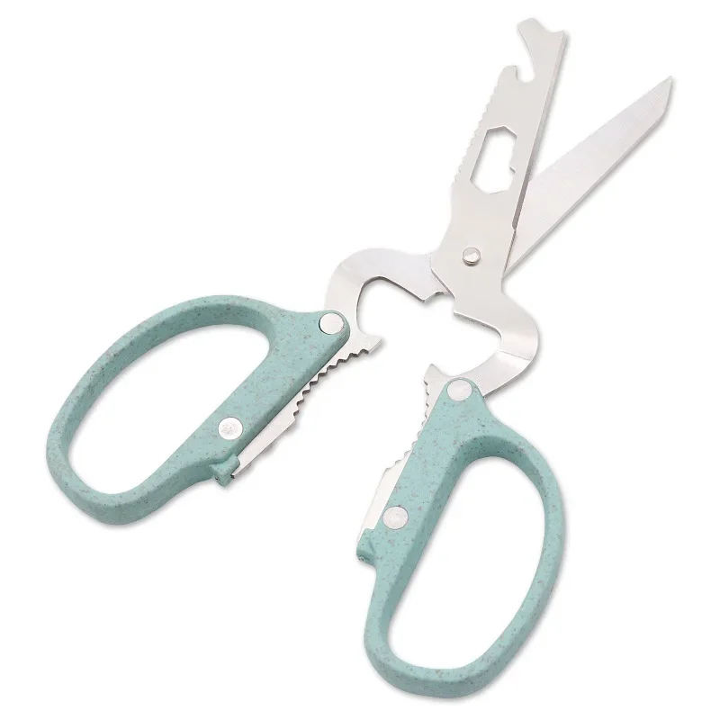 Picture of Dobeli 10 in 1 Removable Stainless Steel Blade Shears Straw Handle Multi Functional Kitchen Scissors Household Hand Tools_D Shop