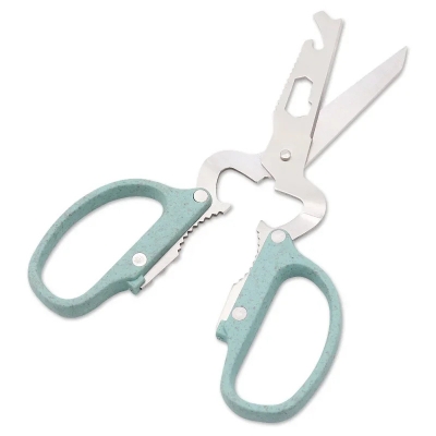 Picture of Dobeli 10 in 1 Removable Stainless Steel Blade Shears Straw Handle Multi Functional Kitchen Scissors Household Hand Tools_D Shop