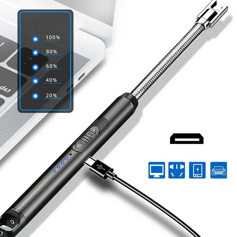 Picture of USB Rechargeable Arc Flameless Plasma Lighter - Windproof Kitchen Silent Lighter for BBQ, Gas Stove and Firestarter_D Shop