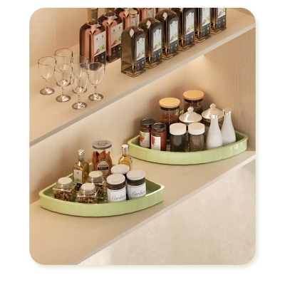 Picture of 2 layer Kitchen Spice Rack Shelf Countertop Corner Multifunctional Seasoning Supplies Rack Saving Spice Rack Organizer with Hooks