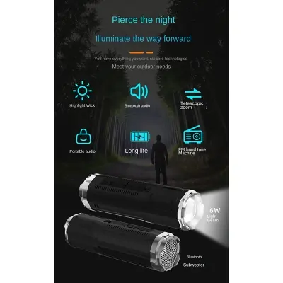Picture of Portable Bluetooth Speaker With Zoomable Flashlight - 4 Dimming Modes FM Radio Long Lasting Life_D Shop