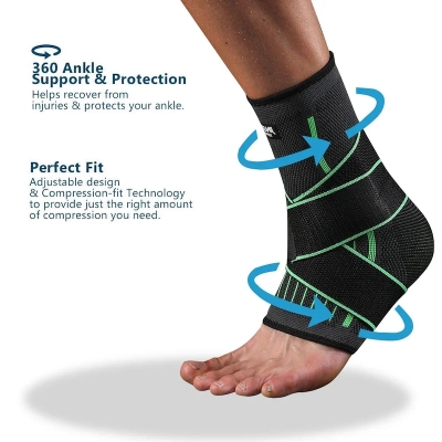 Picture of Adjustable Elastic Ankle Brace Compression Sleeve Foot Support Stabilizer for Plantar Fasciitis Achilles Tendonitis Sports Sock