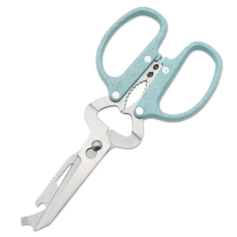 Picture of Dobeli 10 in 1 Removable Stainless Steel Blade Shears Straw Handle Multi Functional Kitchen Scissors Household Hand Tools_D Shop