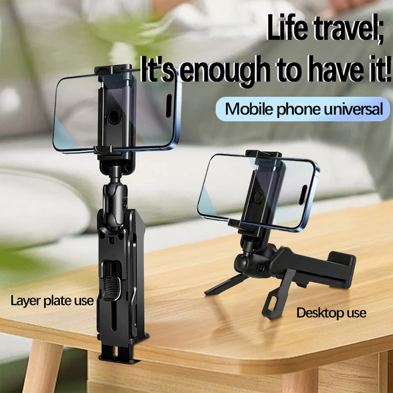 Picture of Portable Travel Airplanes Phone Holder 360 Rotating Adjustable Mobile Phone Mount Selfie Foldable Pocket Size Metal Phone Stand