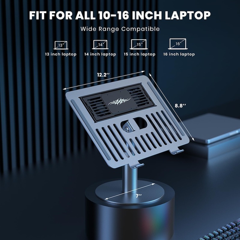 Picture of Peltier Laptop Cooling Pad Stand - Semiconductor Cooler with Aluminum Alloy Holder for 10-16 inch Laptops - 360 Swivel, Height Adjustable, Rapid Cooling 50-86F-D shop