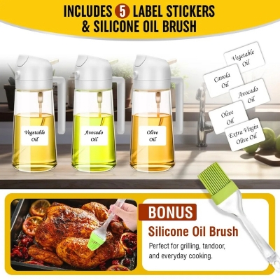 Picture of 2in1 Oil Dispenser Bottle with Pourer 500ml Plastic Oil Sprayer Cooking Oil Spray Tank BBQ Baking Picnic Kitchen Tool Home_D Shop