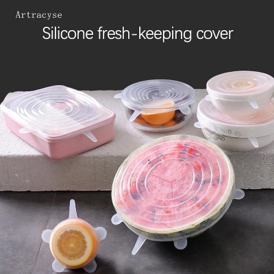 Picture of Silicone food cover 6pcs Cover Stretch Lids Reusable Durable and Expendable Lids Silicone Covers for Fresh Food Leftovers Keep Food Fresh_ D Shop