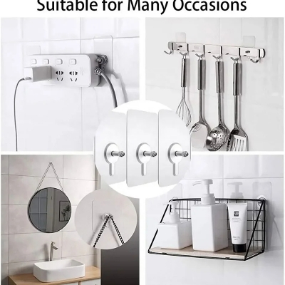 Picture of 5pcs Super Strong Adhesive Wall Hooks Maximum Hold for Kitchen Bathroom Damage Free Hanging Posters Shelves Nails Storage-D shop