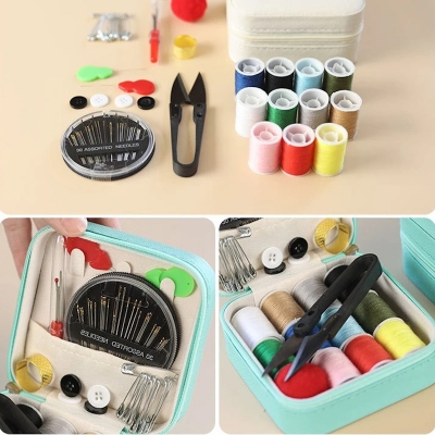 Picture of 17Pcs Set Portable Household Multifunctional Needle and Thread Sewing Box for Home Fabric Damage Repair DIY Hand Sewing Tool Kit_D Shop