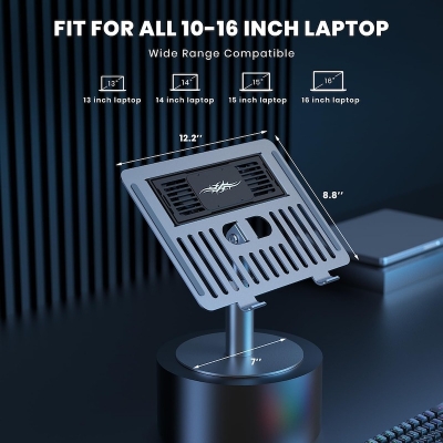 Picture of Peltier Laptop Cooling Pad Stand - Semiconductor Cooler with Aluminum Alloy Holder for 10-16 inch Laptops - 360 Swivel, Height Adjustable, Rapid Cooling 50-86F-D shop