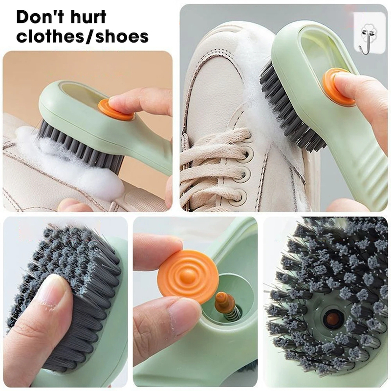 Picture of D shop Multifunctional Shoe Brushes With Soap Dispenser Long Handle Brush Cleaner For Clothes Shoes Household Laundry Cleaning Brush-Multicolor