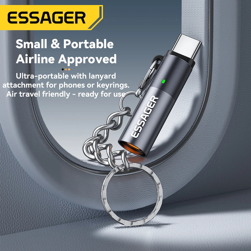 Picture of Essager Type C Mini Lighter Tungsten Wire Blow-to-Ignite Safety for Air Travel No Flame Auto Shut-Off OTG-Compatible with Phones_D Shop