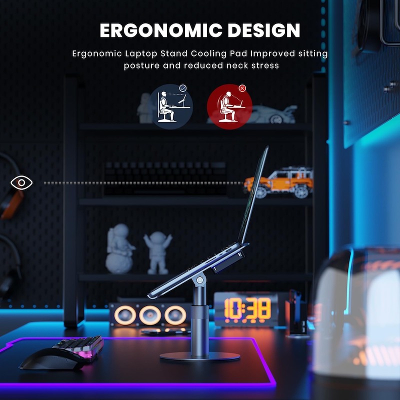 Picture of Peltier Laptop Cooling Pad Stand - Semiconductor Cooler with Aluminum Alloy Holder for 10-16 inch Laptops - 360 Swivel, Height Adjustable, Rapid Cooling 50-86F-D shop