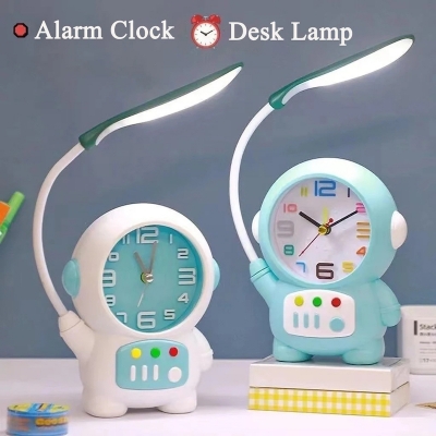 Picture of Cartoon Desk Lamp with Alarm Clock Eye Protection Night Light Desk Lamp Light Children Kids Reading Study Bedroom Living Room