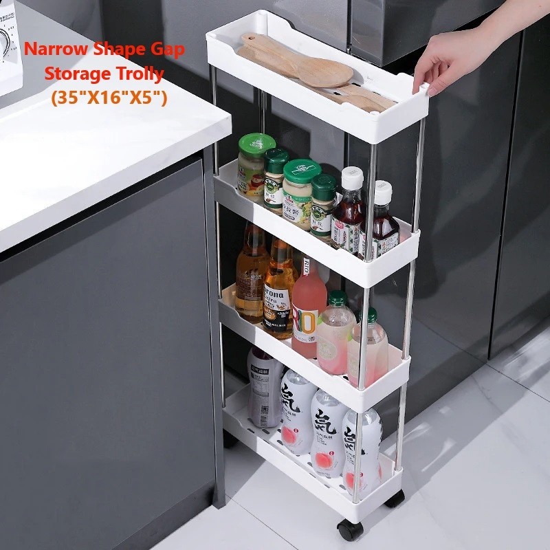 Picture of Narrow Type Multi Purpose Gap Storage Trolly Rack Multifunctional Movable Gap Storage Cart_ D Shop