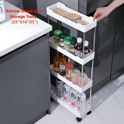 Picture of Narrow Type Multi Purpose Gap Storage Trolly Rack Multifunctional Movable Gap Storage Cart_ D Shop