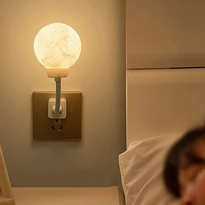 Picture of New Voice Control Smart Moon Lamp 3 Lighting Modes Can Be Timed USB Energy-Saving Lamp Rotatable Plug-In Bedside Lamp-D shop