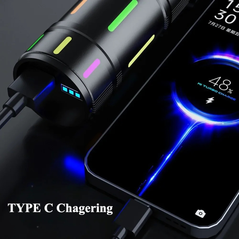 Picture of High Power White Laser LED Flashlight with Luminous Strips 3000 Meter Long-Range TYPE-C Rechargeable Zoomable Camping Lamp_D Shop