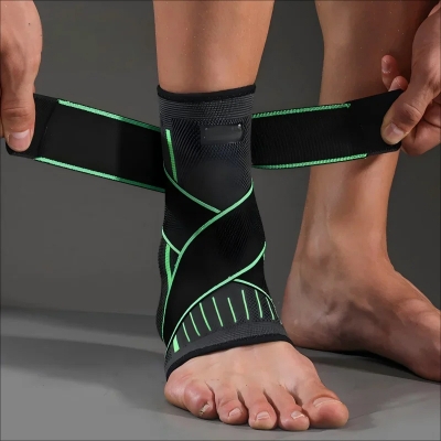 Picture of Adjustable Elastic Ankle Brace Compression Sleeve Foot Support Stabilizer for Plantar Fasciitis Achilles Tendonitis Sports Sock