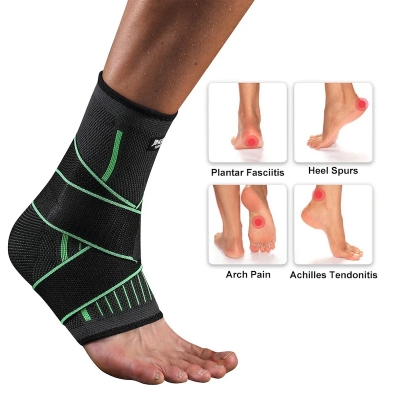 Picture of Adjustable Elastic Ankle Brace Compression Sleeve Foot Support Stabilizer for Plantar Fasciitis Achilles Tendonitis Sports Sock