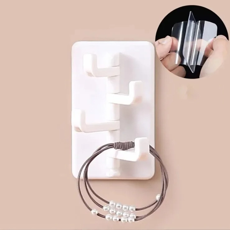 Picture of 1PC Self Adhesive Wall Hook Strong Without Drilling Coat Bag Bathroom Door Kitchen Towel Hanger Hooks Home Storage Accessories_