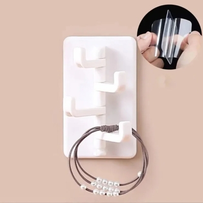 Picture of 1PC Self Adhesive Wall Hook Strong Without Drilling Coat Bag Bathroom Door Kitchen Towel Hanger Hooks Home Storage Accessories_