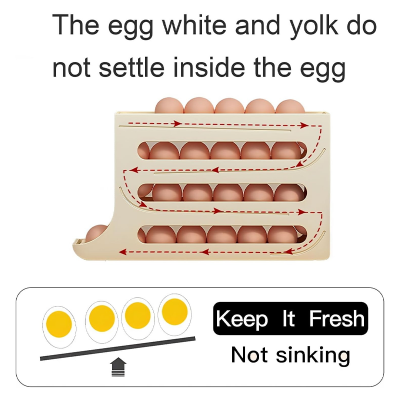 Picture of 4 Tiers Egg Holder for Fridge: 30 Eggs Auto Rolling Egg Dispenser, Space-Saving Egg Dispenser Holder, Fridge Egg Storage Rack Large Capacity Egg Organizer for Refrigerator Kichen Cabinet (Clear)-D Shop