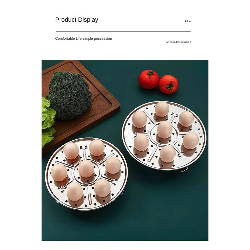 Picture of D Shop 18cm Round Stainless Steel Steamer with Water Separation Design for Cooking Steamed Foods, Detachable Egg Steaming Rack Included