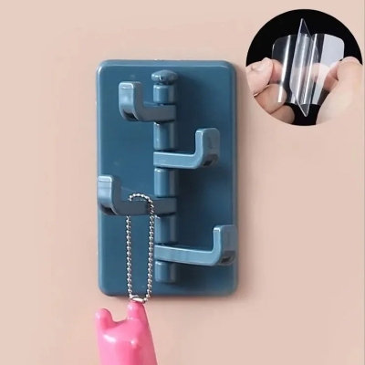 Picture of 1PC Self Adhesive Wall Hook Strong Without Drilling Coat Bag Bathroom Door Kitchen Towel Hanger Hooks Home Storage Accessories_