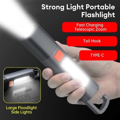 Picture of Super Bright COB Side Lights LED XPE Mini Portable Torch Zoomable Waterproof Outdoor Fishing Hunting Camping Flashlight_D Shop