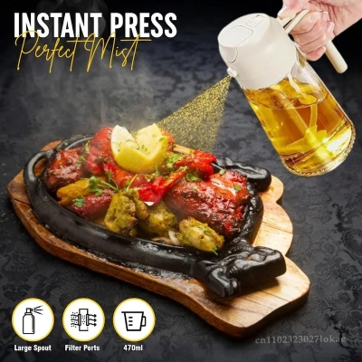 Picture of 2in1 Oil Dispenser Bottle with Pourer 500ml Plastic Oil Sprayer Cooking Oil Spray Tank BBQ Baking Picnic Kitchen Tool Home_D Shop