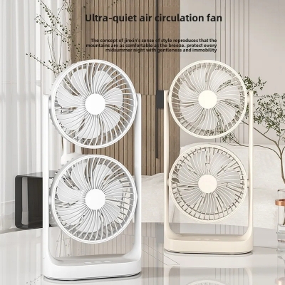 Picture of dual head desktop fan, high wind power air circulation fan, office dormitory double-layer fan- D shop