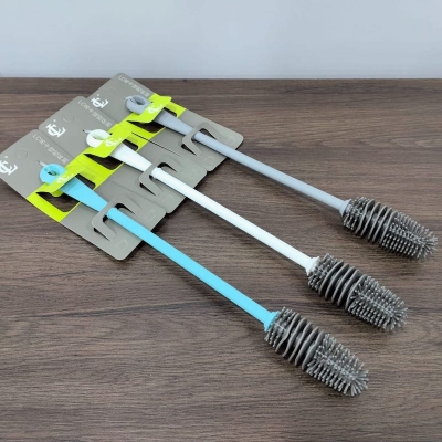 Picture of Silicone Cup Brush Milk Bottle Cleaning Brush Long Handle Water Bottles Cleaner Wine Glass Bottle Glass Cup Cleaning Brush