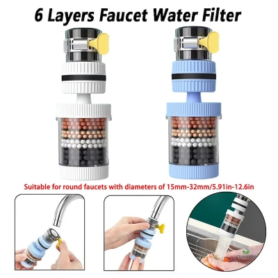 Picture of Universal Shower Faucet 6 Layers Faucet Water Filter Tap Purifier Splash-proof Water Saving Bubbler for Bathroom Home Kitchen- D shop